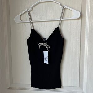 NWT Forever 21 Black Camisole sweater top with silver straps